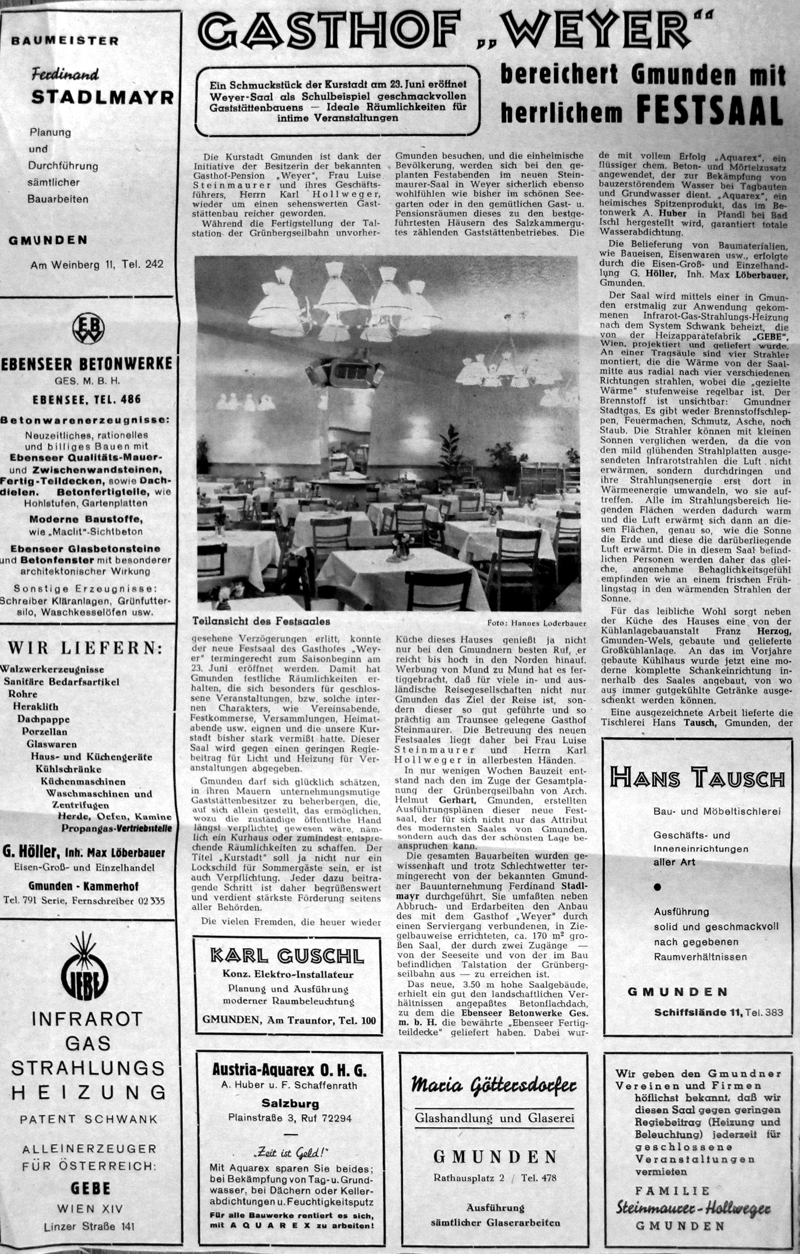 Alter Zeitungsbericht im Salzkammergut - Seehotel im Weyer