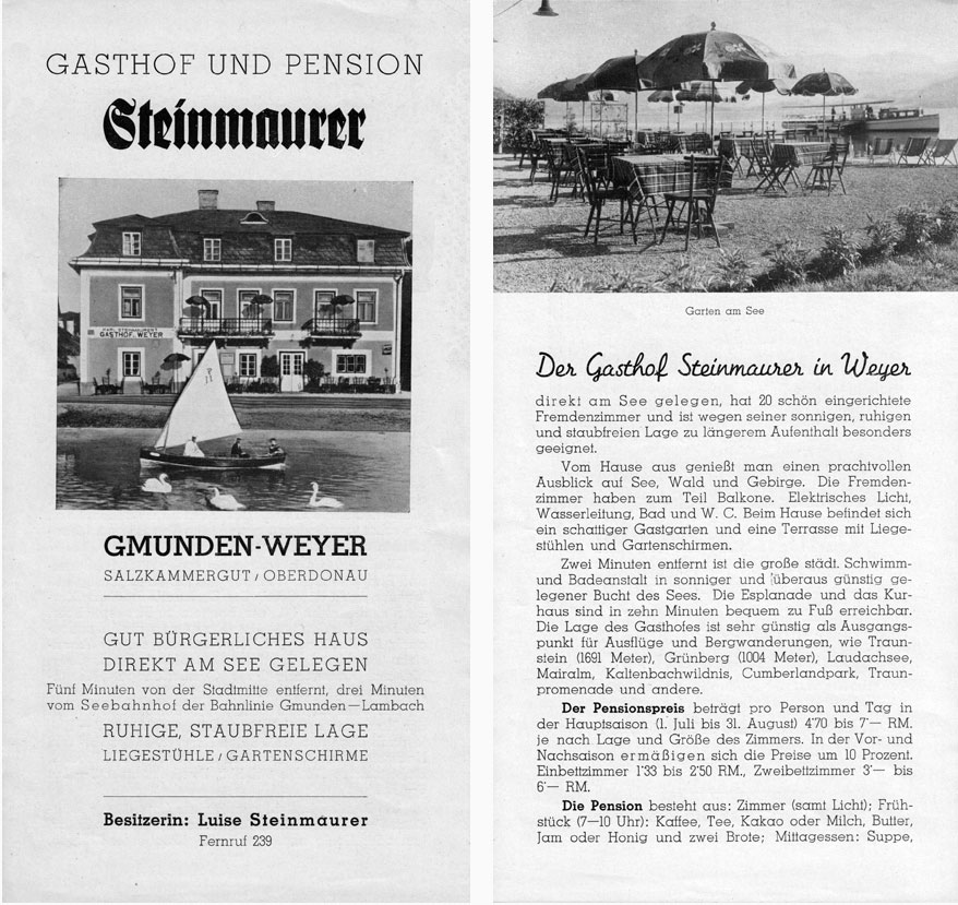 Erste Ausgabe des Hotelprospekts Seehotel im Weyer in Gmunden
